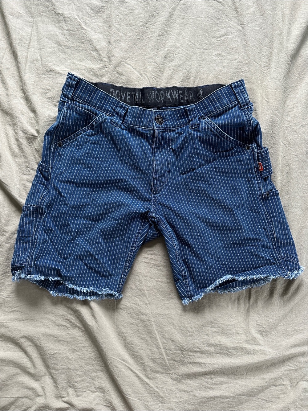 Women’s Blue Pinstripe Jean Shorts - Workwear Style